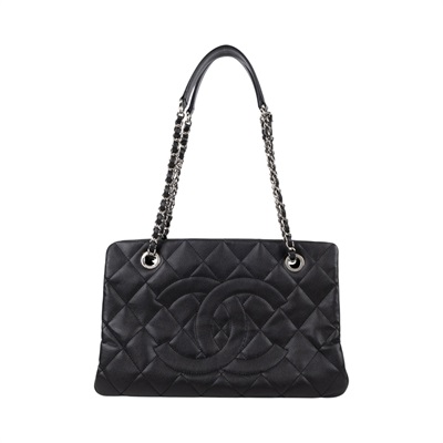 香奈兒 CHANEL 托特包  15開黑銀荔枝風琴夾層托特包 保證卡