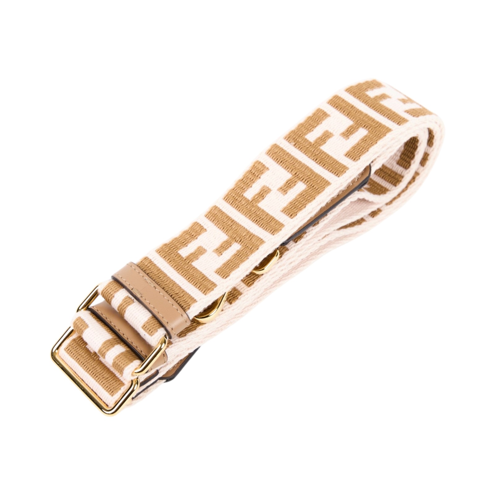 芬迪 FENDI Strap you 織物 肩背帶 8AV386AJPE 棕FF背帶 防塵袋/購買證明