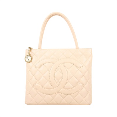 香奈兒 CHANEL 手提包 方型 銀幣包 A01804 14開 奶茶荔枝金幣托特包 防塵袋