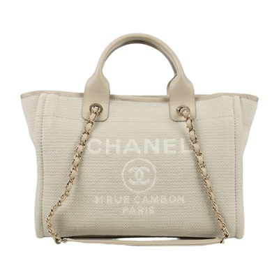 香奈兒 CHANEL 海灘包 小型 AS3257 晶片款 米色沙灘包 內袋