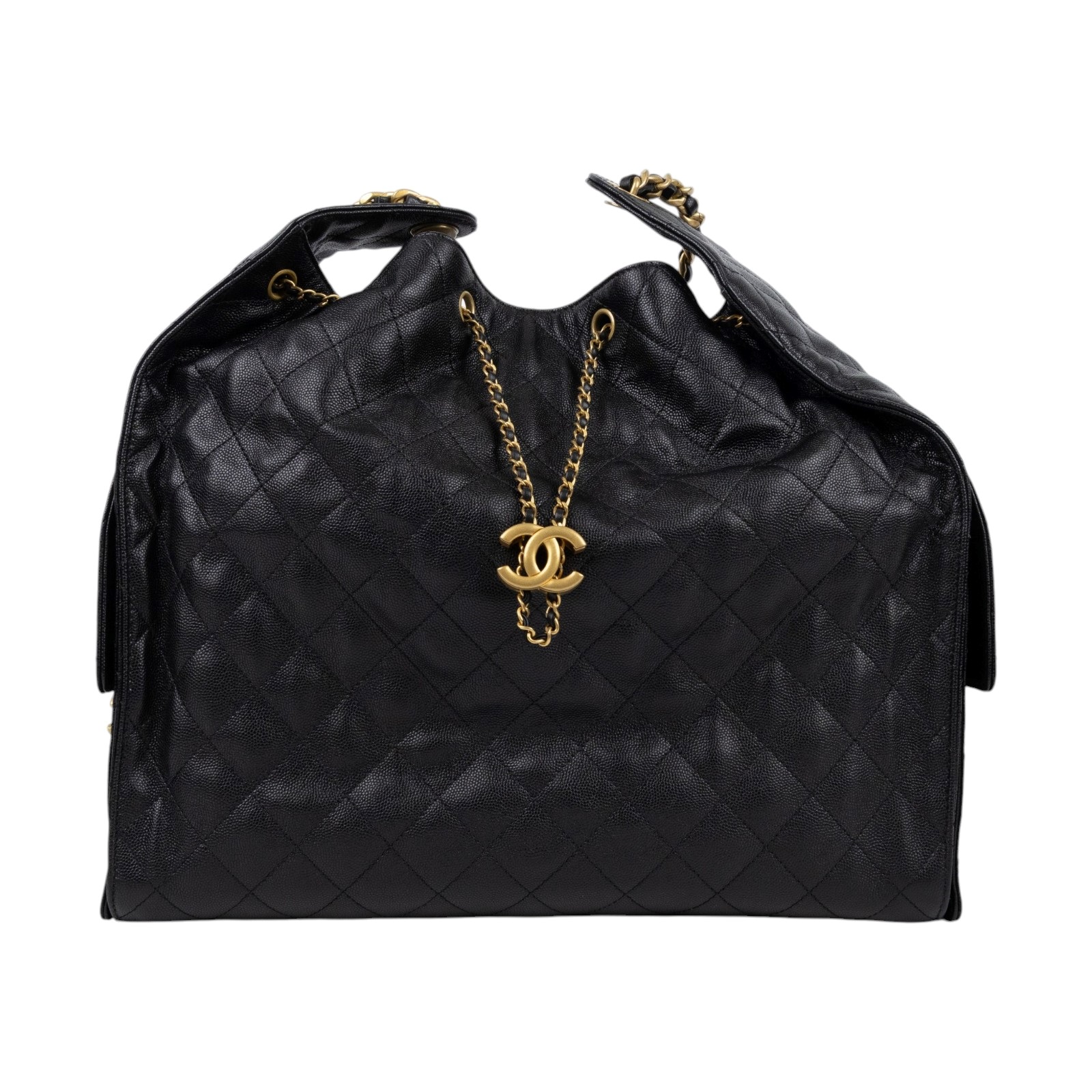香奈兒 CHANEL 2025 春夏 25 大型包 AS5553 B20304 晶片款 黑金荔枝25包 大號 原廠盒子/防塵袋/購買證明/內袋