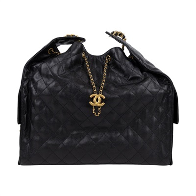 香奈兒 CHANEL 2025 春夏 25 大型包 AS5553 B20304 晶片款 黑金荔枝25包 大號 原廠盒子/防塵袋/購買證明/內袋