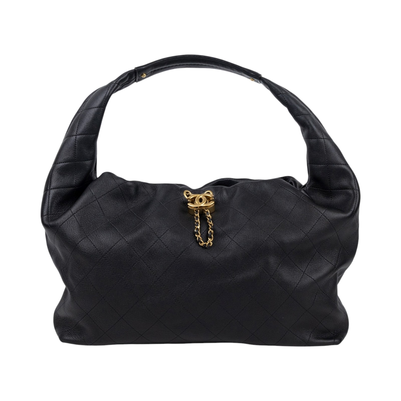 香奈兒 CHANEL Hobo Bag 流浪包 AS5976 晶片款 黑金HOBO 防塵袋