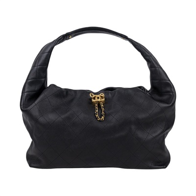 香奈兒 CHANEL Hobo Bag 流浪包 AS5976 晶片款 黑金HOBO 防塵袋