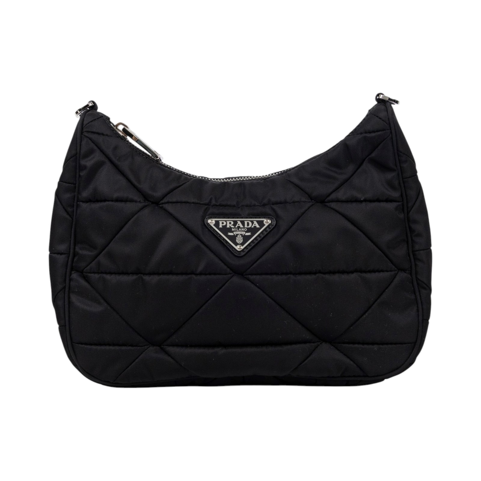 普拉達 PRADA Re-Nylon 單肩 斜胯包 1BC151_RDJN 黑尼龍三角縫HOBO 防塵袋/內袋/背帶/保證卡