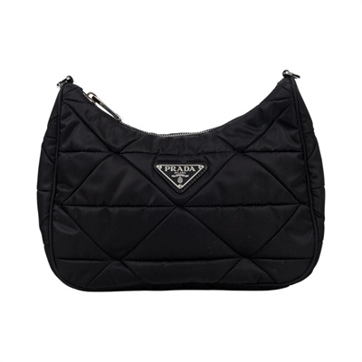 普拉達 PRADA Re-Nylon 單肩 斜胯包 1BC151_RDJN 黑尼龍三角縫HOBO 防塵袋/內袋/背帶/保證卡