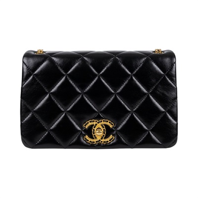 香奈兒 CHANEL 19 鍊條肩背包 19 Chain Shoulder Bag AS3386 B08484 晶片款 黑19釦細金色鍊包 防塵袋/購買證明影本