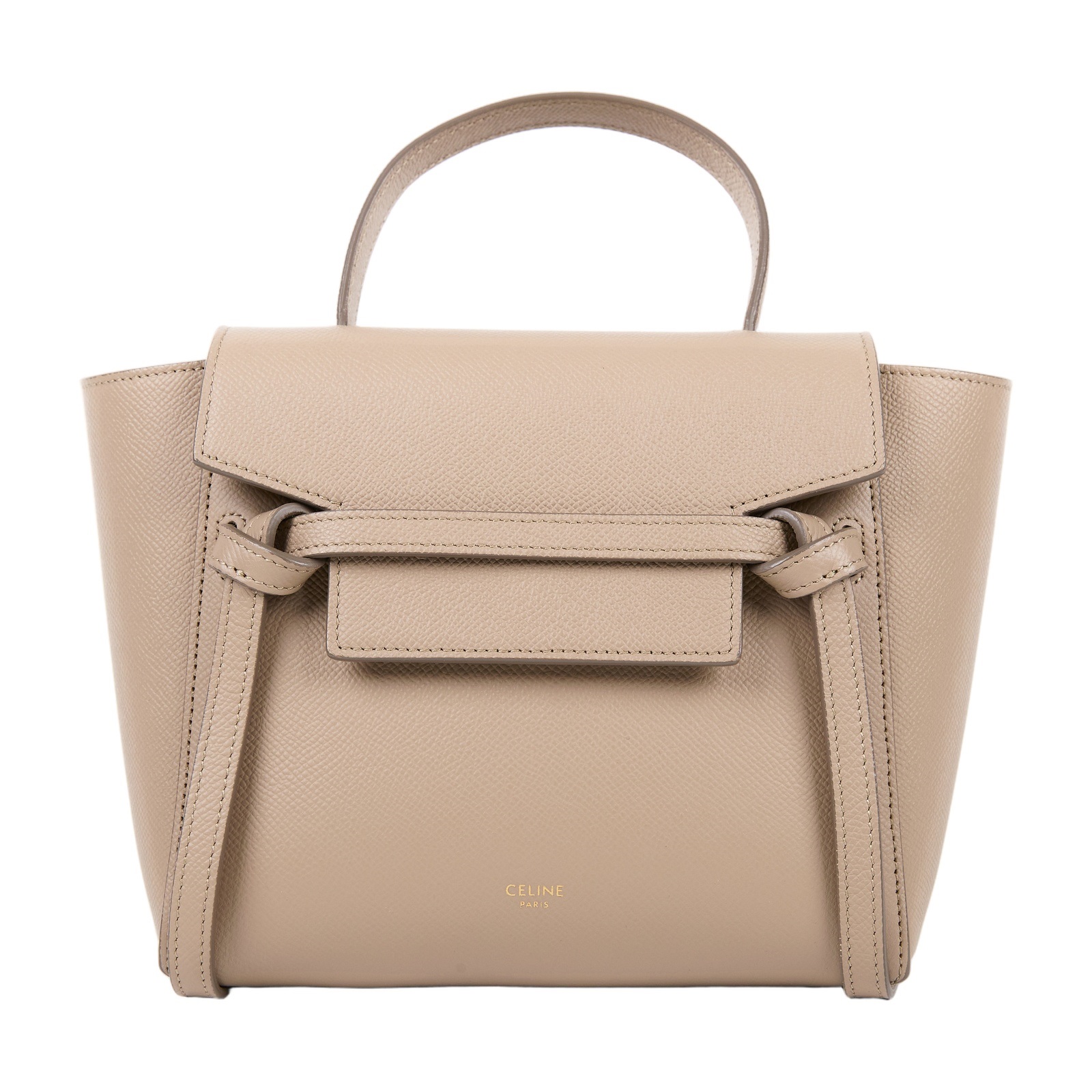 思琳 CELINE 珠地小牛皮 袖珍型 Belt 手袋 189003ZVA 灰棕BELT鯰魚包 NANO 防塵袋/背帶