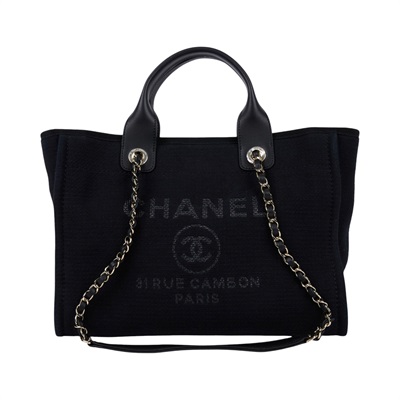 香奈兒 CHANEL 海灘包 小型 AS3257 晶片款 黑DEAUVILLE沙灘包 SMALL 原廠盒子/防塵袋/內袋
