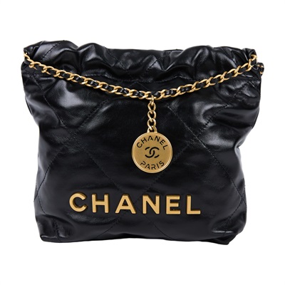 香奈兒 CHANEL 22 迷你 束口包 AS3980 B08037 晶片款 黑金羊22包 MINI 原廠盒子/防塵袋/國外購買證明影本