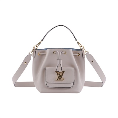 路易威登 LOUIS VUITTON Lockme 水桶包 香檳袋 M57688 晶片款 灰褐色LOCKME水桶包 防塵袋/背帶(晶片消磁)