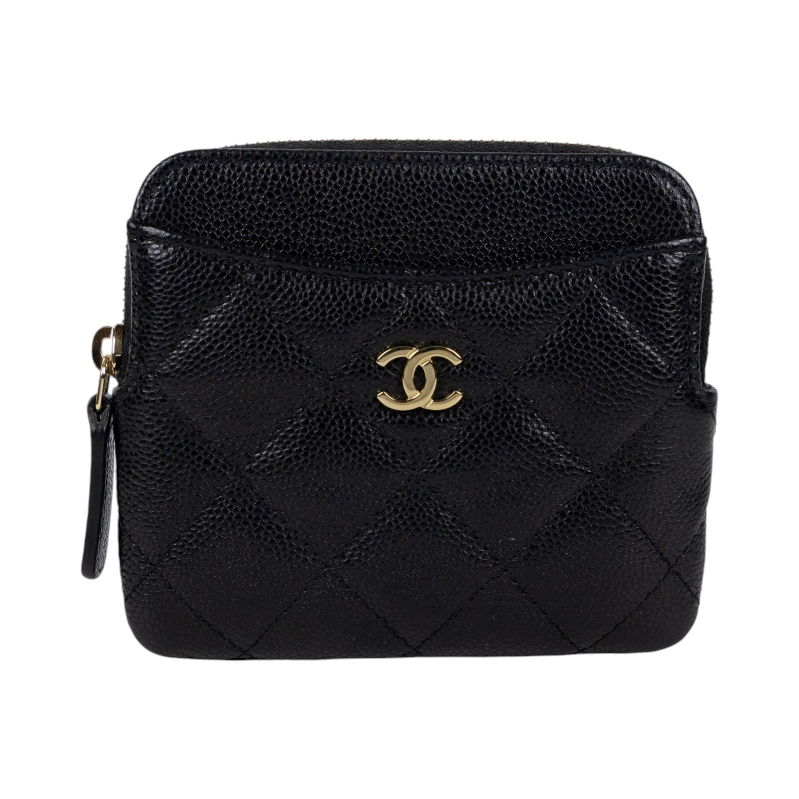 香奈兒 CHANEL CC Logo 5卡 拉鍊 零錢包 AP2061 B10583 晶片款 黑荔枝吐司零錢包 原廠盒子/防塵袋/國外購買證明