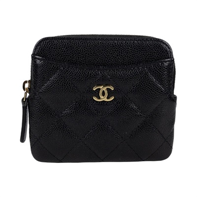 香奈兒 CHANEL CC Logo 5卡 拉鍊 零錢包 AP2061 B10583 晶片款 黑荔枝吐司零錢包 原廠盒子/防塵袋/國外購買證明