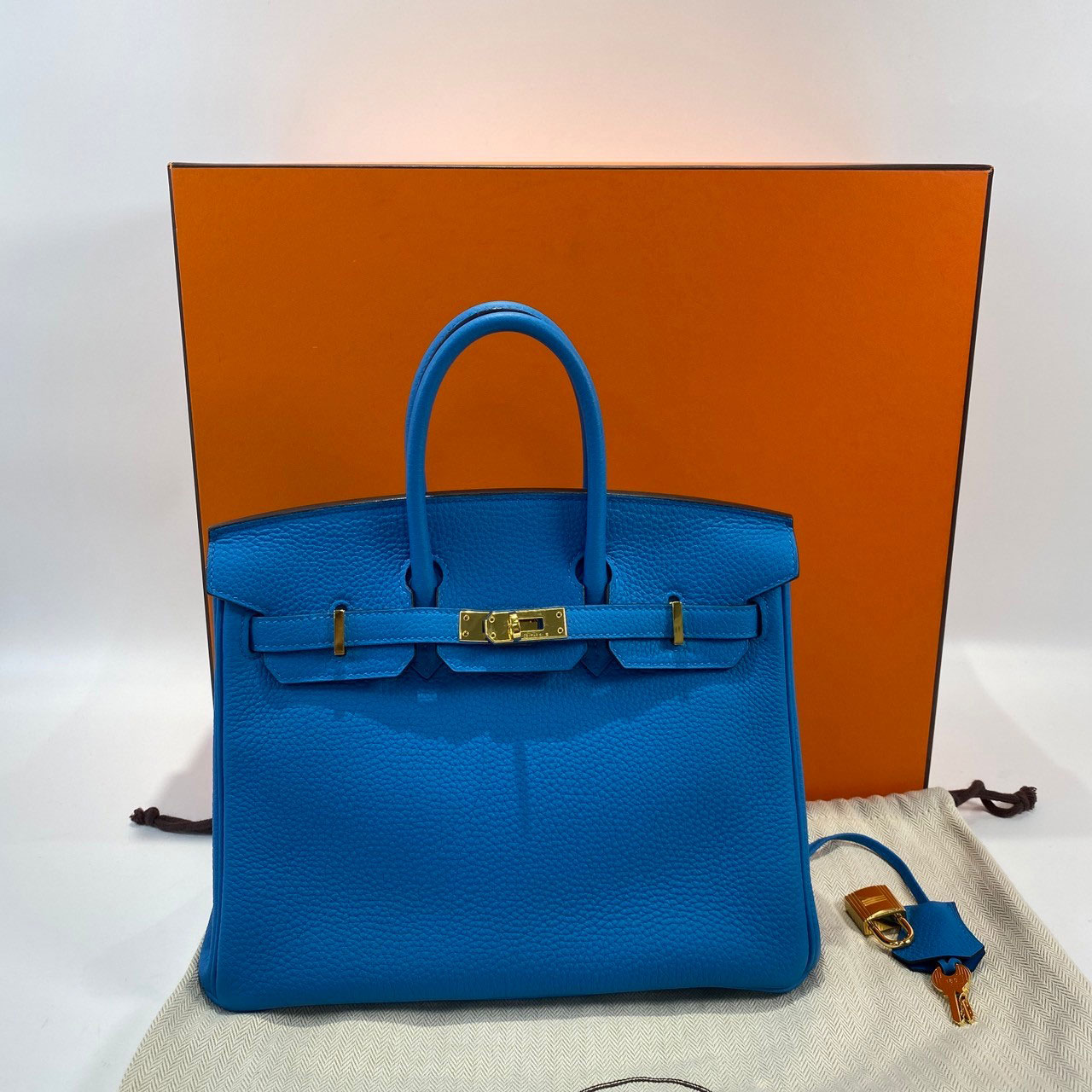 愛馬仕 Hermès Birkin Bag 柏金包 25 BK25 A刻 藍 BIRKIN25 防塵袋/原廠盒子