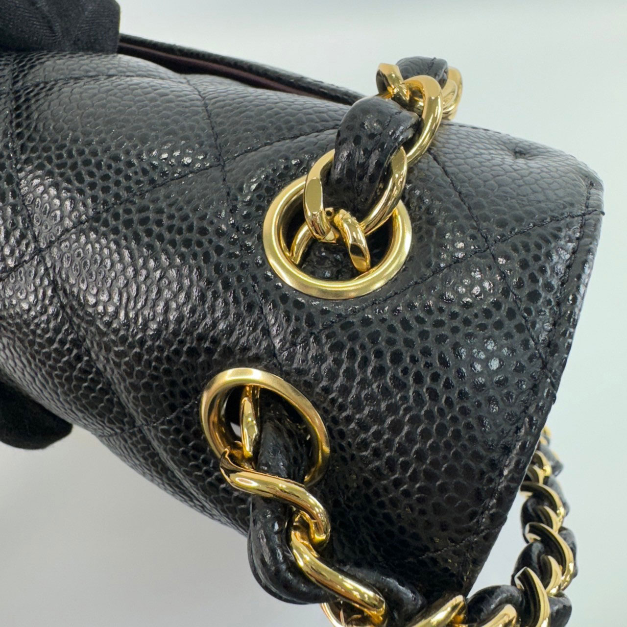 香奈兒CHANEL Coco 30 肩背斜背口蓋包黑金荔枝COCO JUMBO30 防塵袋