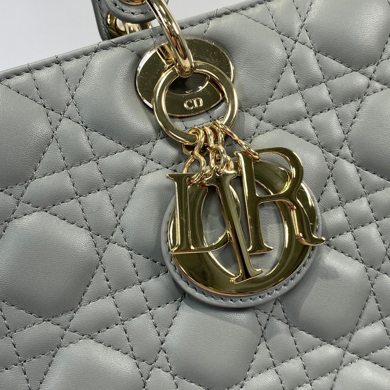 迪奧 CHRISTIAN DIOR Lady Dior 大型 手提 肩背包 M0566ONGE 灰LADYDIOR LARGE 原廠盒子/防塵袋/保證卡