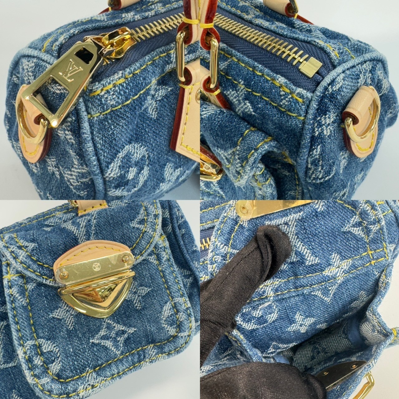 路易威登 LOUIS VUITTON LV Remix Nano Speedy 石洗 丹寧 肩背 手提包 M82950 晶片款  原廠盒子/防塵袋/購買證明