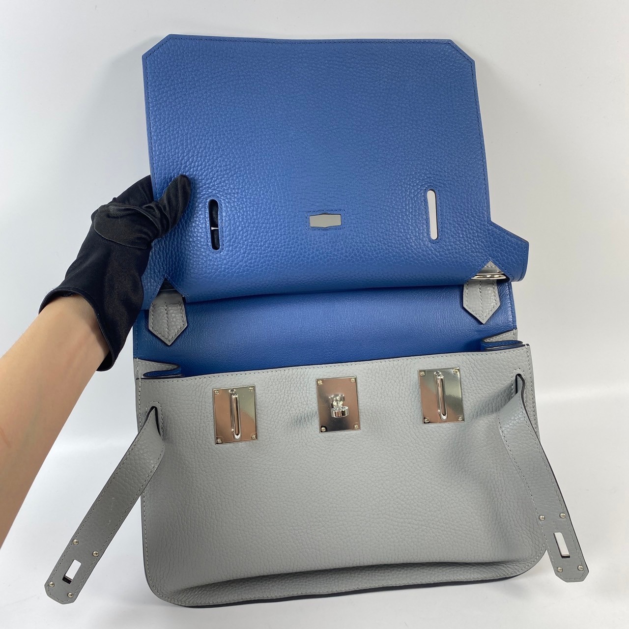 愛馬仕 Hermès Jypsiere 吉普賽包 31 JY31 A刻 灰拚藍JYPSIERE31 防塵袋