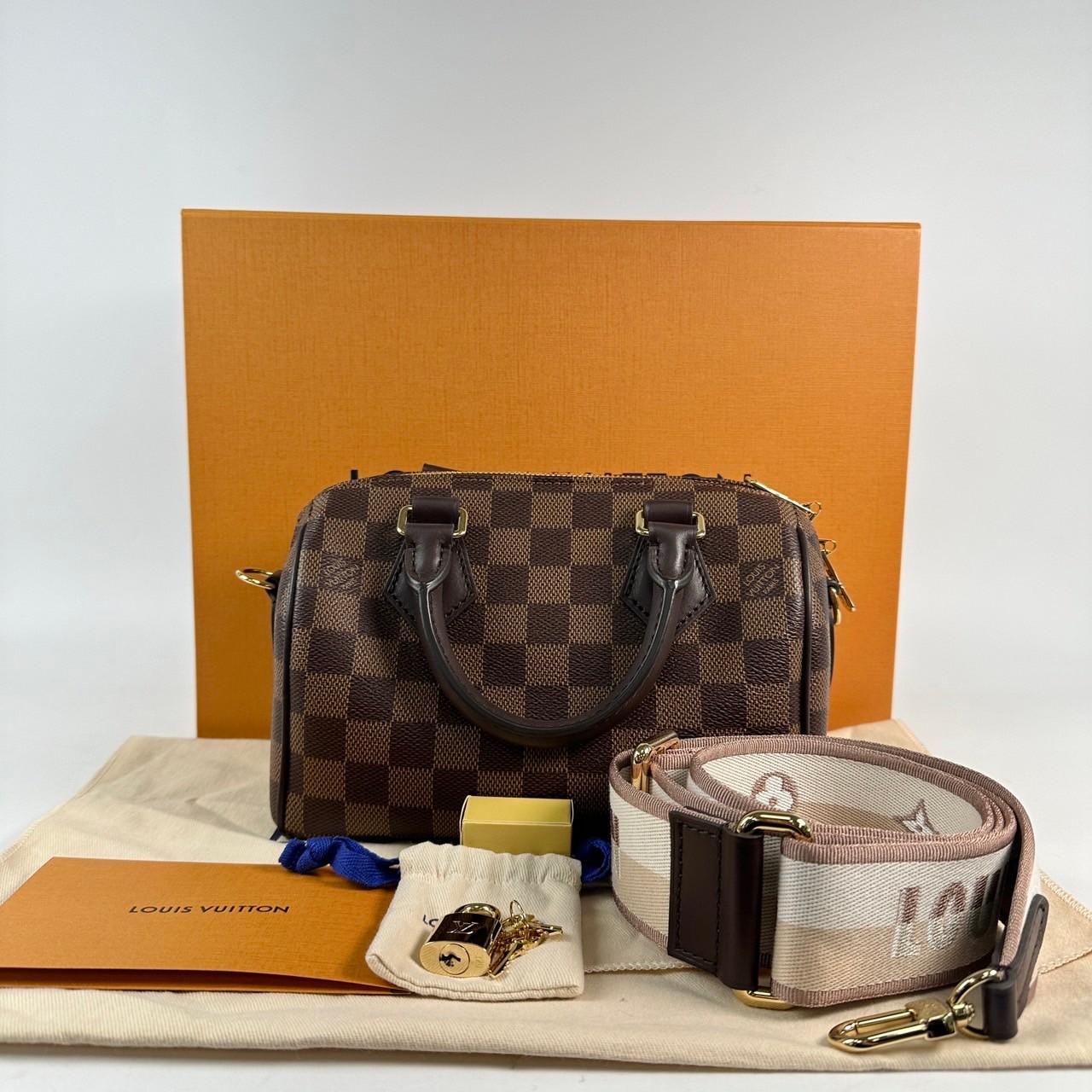 路易威登 LOUIS VUITTON Speedy Bandoulière 20 棕棋盤 手提 斜背 波士頓包 N40489 晶片款  原廠盒子/防塵袋/購買證明