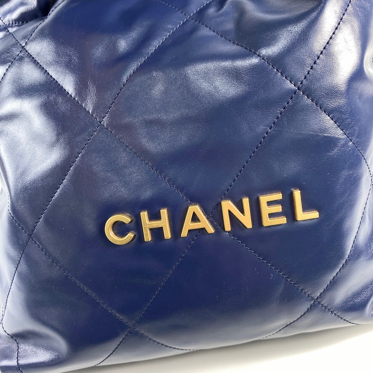 香奈兒 CHANEL 22 小型 束口包 AS3260 深藍金22包小號 原廠盒子/防塵袋/購買證明