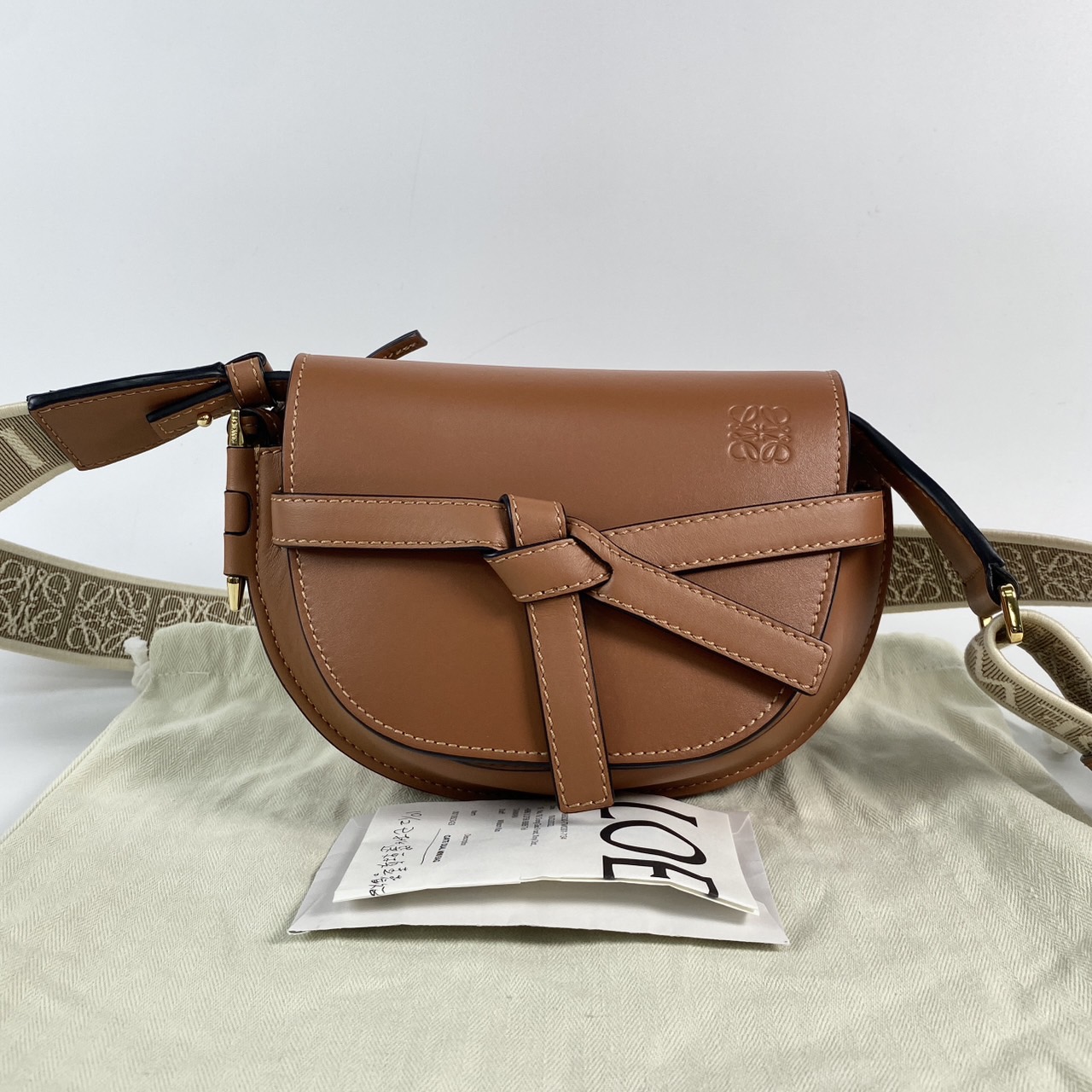 羅意威 LOEWE Mini Gate Dual bag 迷你 小牛皮 肩背包 A650N46X13 棕色GATE MINI 防塵袋/購買證明