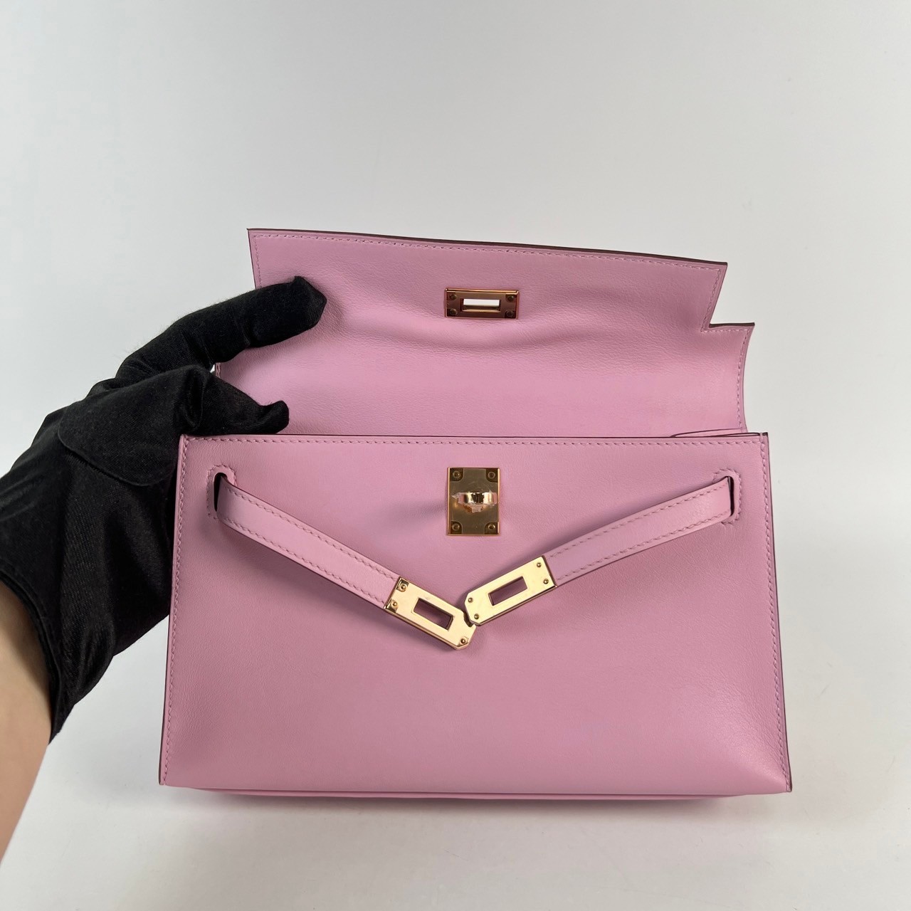 愛馬仕 Hermès Kelly Pochette 手拿包 KLPOC U U刻 X9錦葵紫 玫金釦KELLY pochette 原廠盒子/防塵袋/購買證明