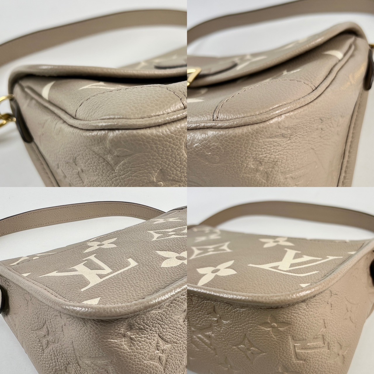 路易威登 LOUIS VUITTON Diane 腋下包法棍 單肩背包 斑鳩灰 奶油色 M46583 晶片款 斑鳩灰DIANE 原廠盒子/防塵袋