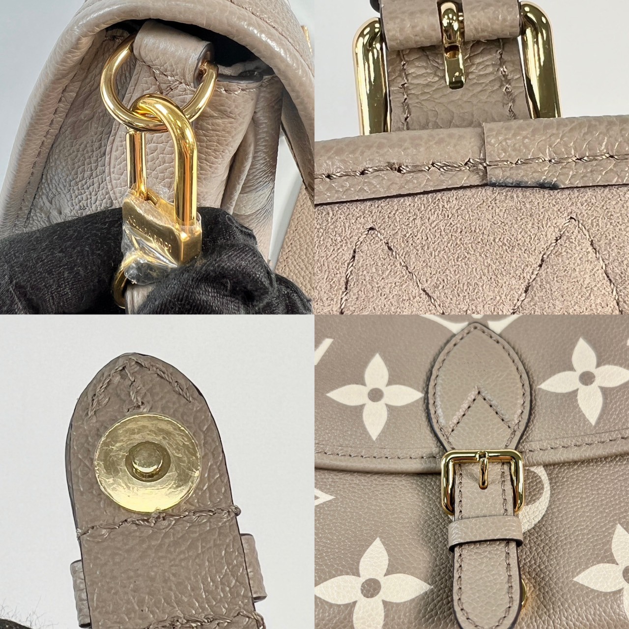 路易威登 LOUIS VUITTON Diane 腋下包法棍 單肩背包 斑鳩灰 奶油色 M46583 晶片款 斑鳩灰DIANE 原廠盒子/防塵袋