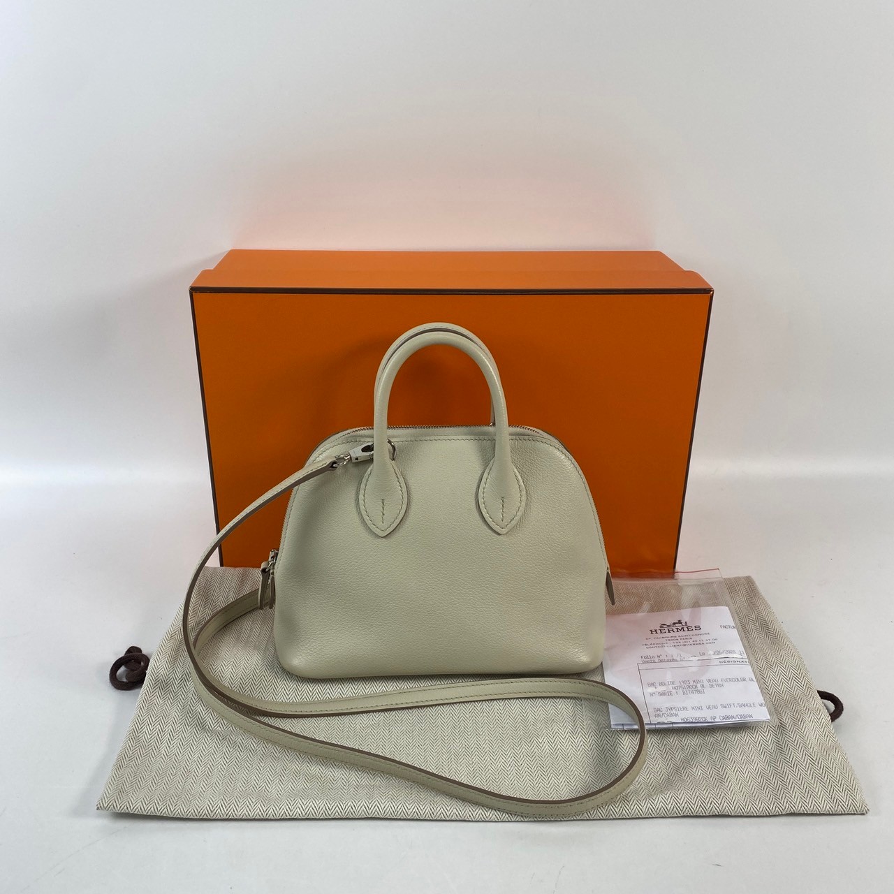 愛馬仕 Hermès Bolide Bag 1923 柏莉包 mini BLM B刻  色號8L 冰川白1923 MINI BOLIDE 原廠盒子/購買證明影本