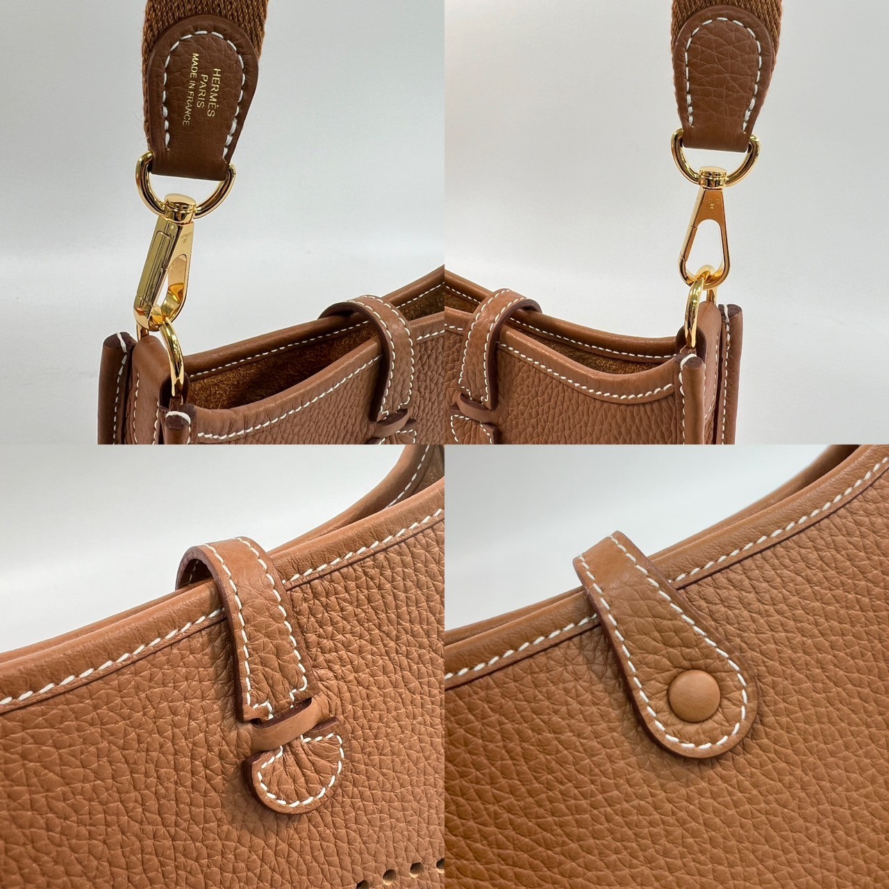 愛馬仕 Hermès Evelyne Bag Mini 伊芙琳包 Evelyne 16 EV16 W刻 金棕MINI EVELYNE 原廠盒子/防塵袋/購買證明