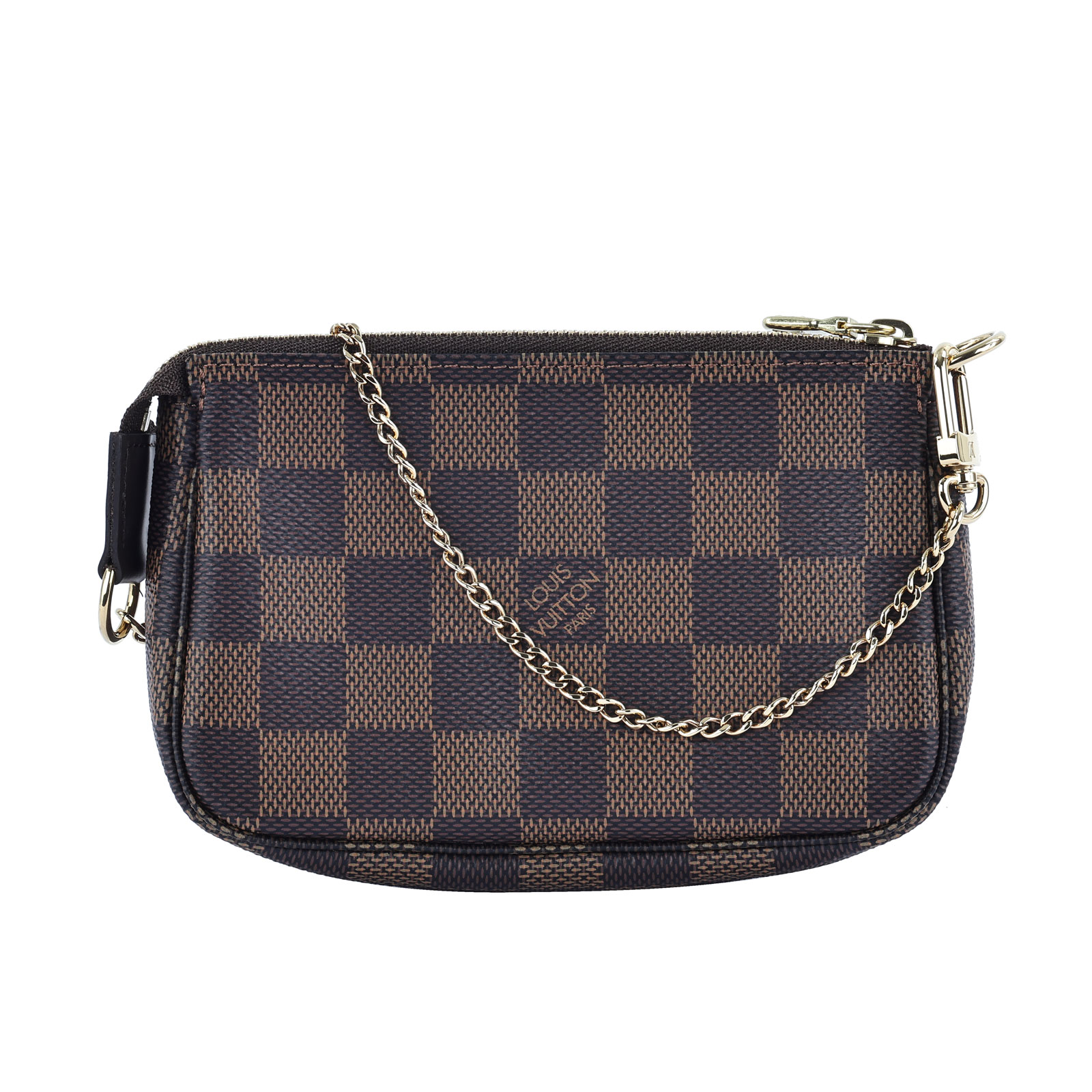 路易威登 LOUIS VUITTON Damier Ebene塗層帆布 鏈帶 迷你小皮包 N58009 棋盤迷你麻將包 原廠盒子/防塵袋