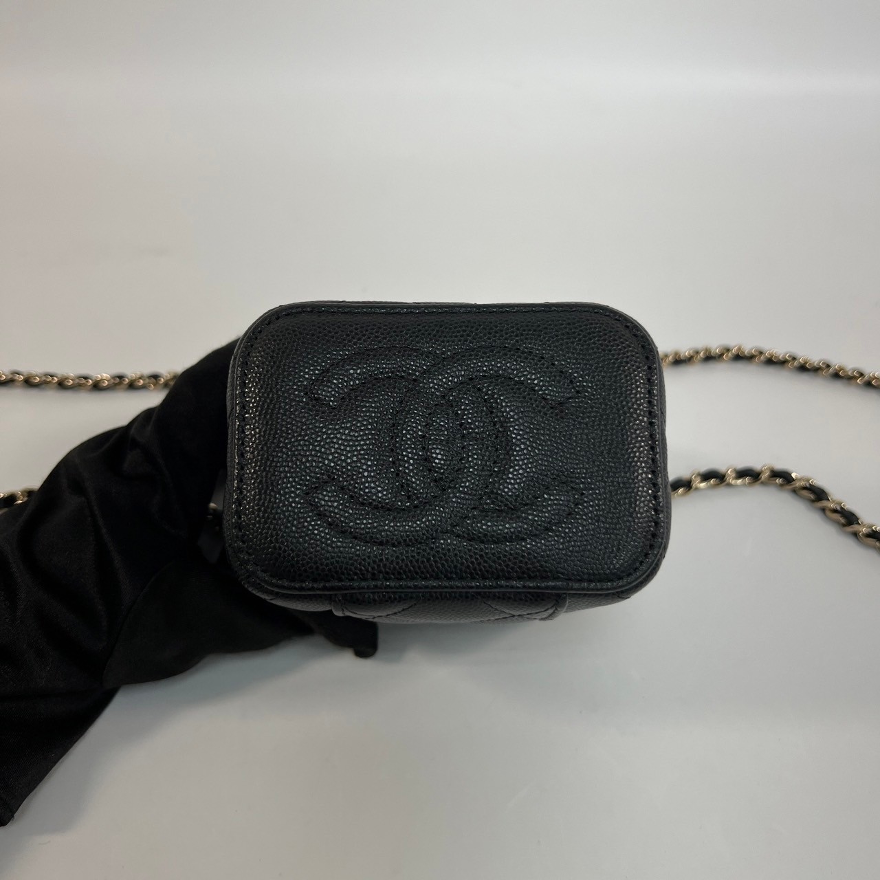 香奈兒 CHANEL Vanity Case 迷你 化妝箱  32開黑化妝盒MINI VANITY 保證卡