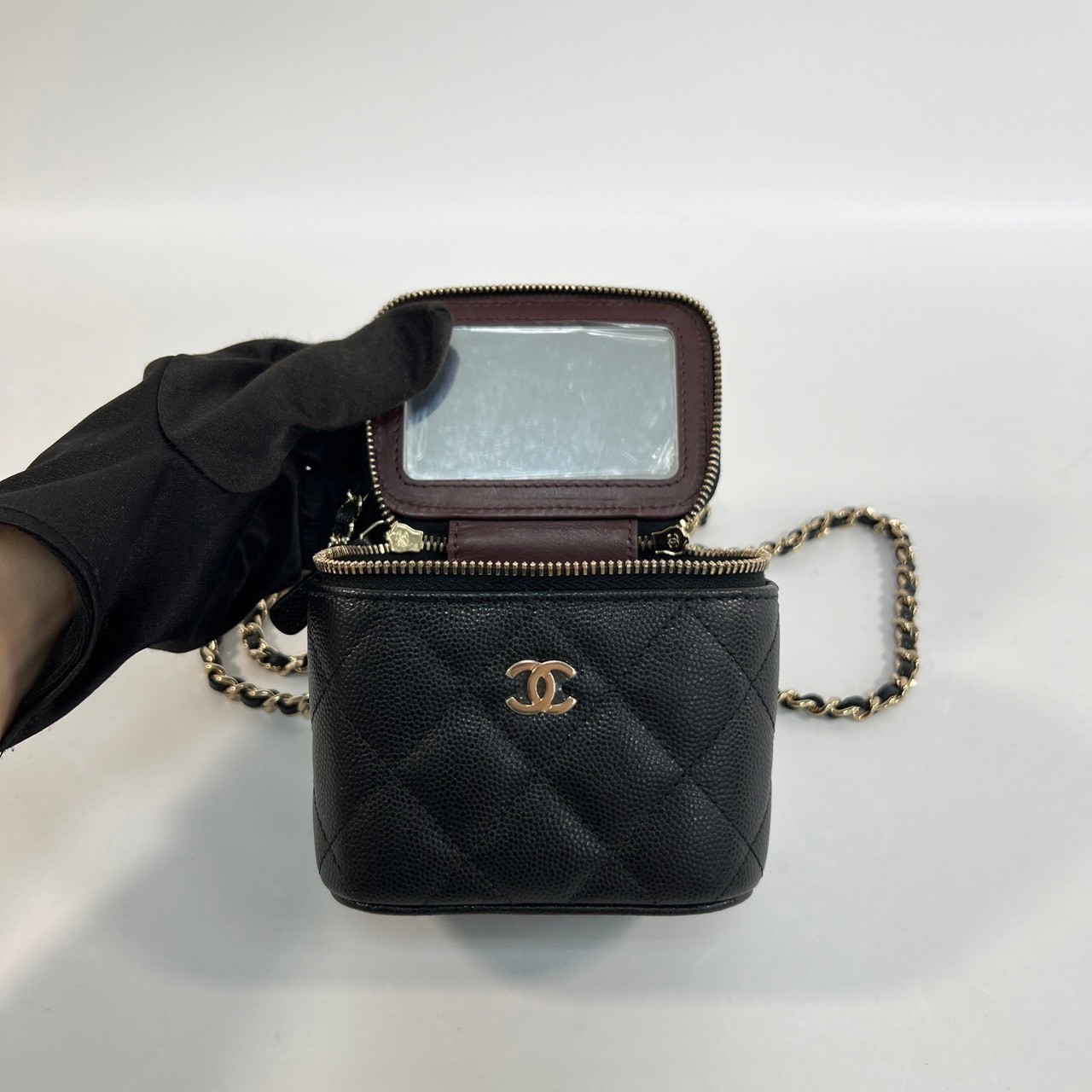 香奈兒 CHANEL Vanity Case 迷你 化妝箱  32開黑化妝盒MINI VANITY 保證卡