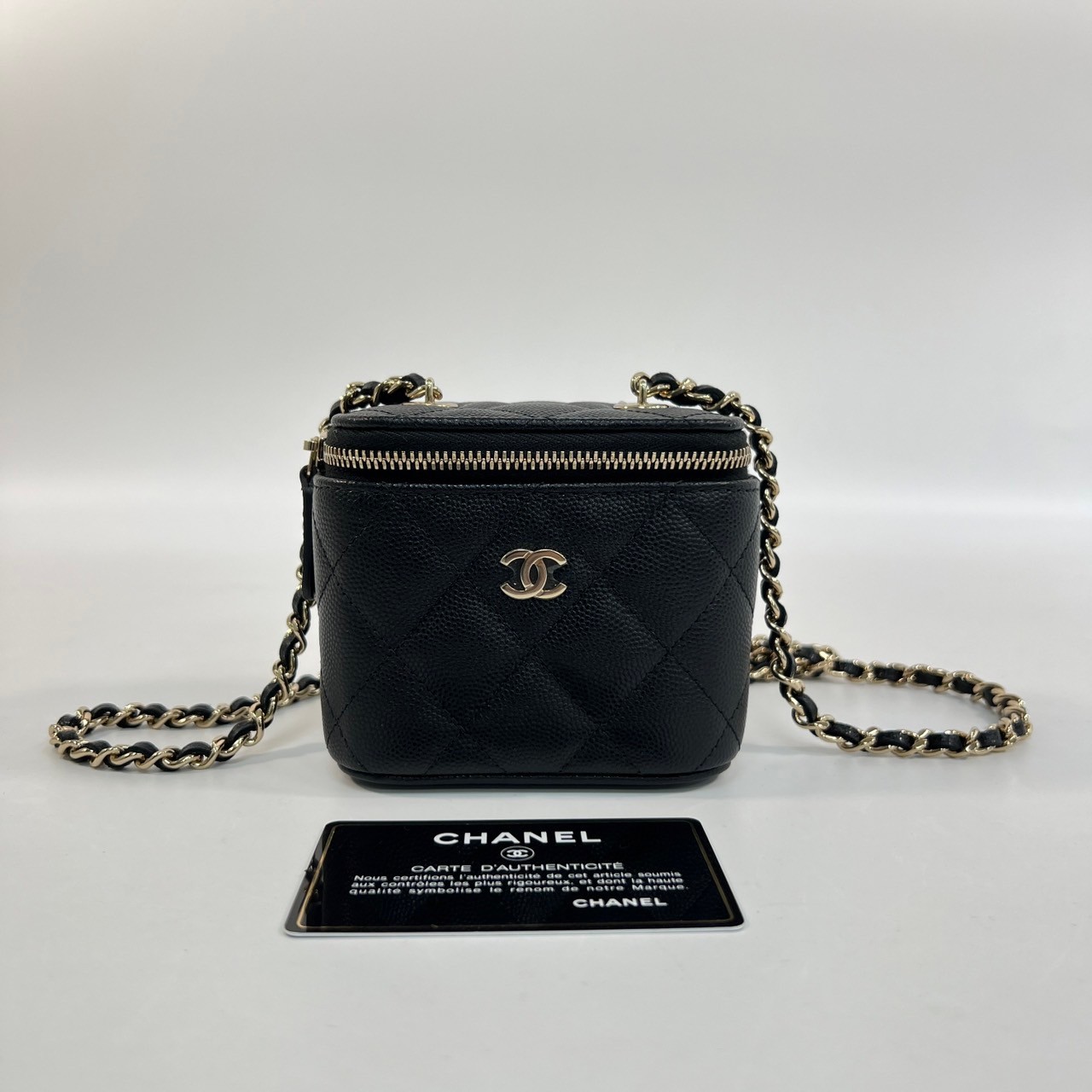 香奈兒 CHANEL Vanity Case 迷你 化妝箱  32開黑化妝盒MINI VANITY 保證卡