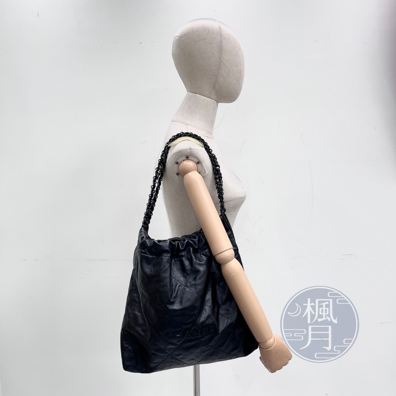 香奈兒 CHANEL 22 中型 束口包  晶片款 SO BLACK 22包 中號 無附屬品