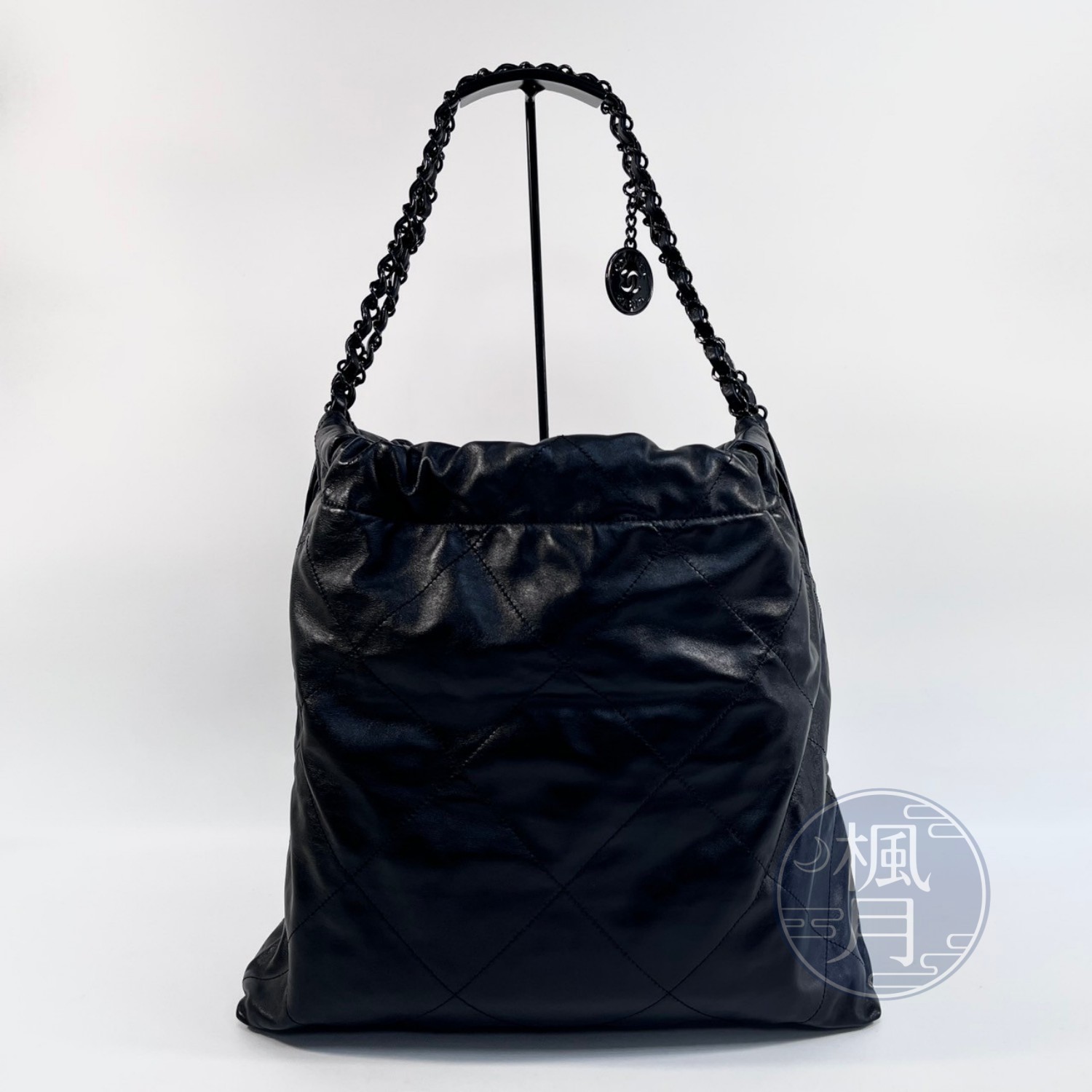 香奈兒 CHANEL 22 中型 束口包  晶片款 SO BLACK 22包 中號 無附屬品