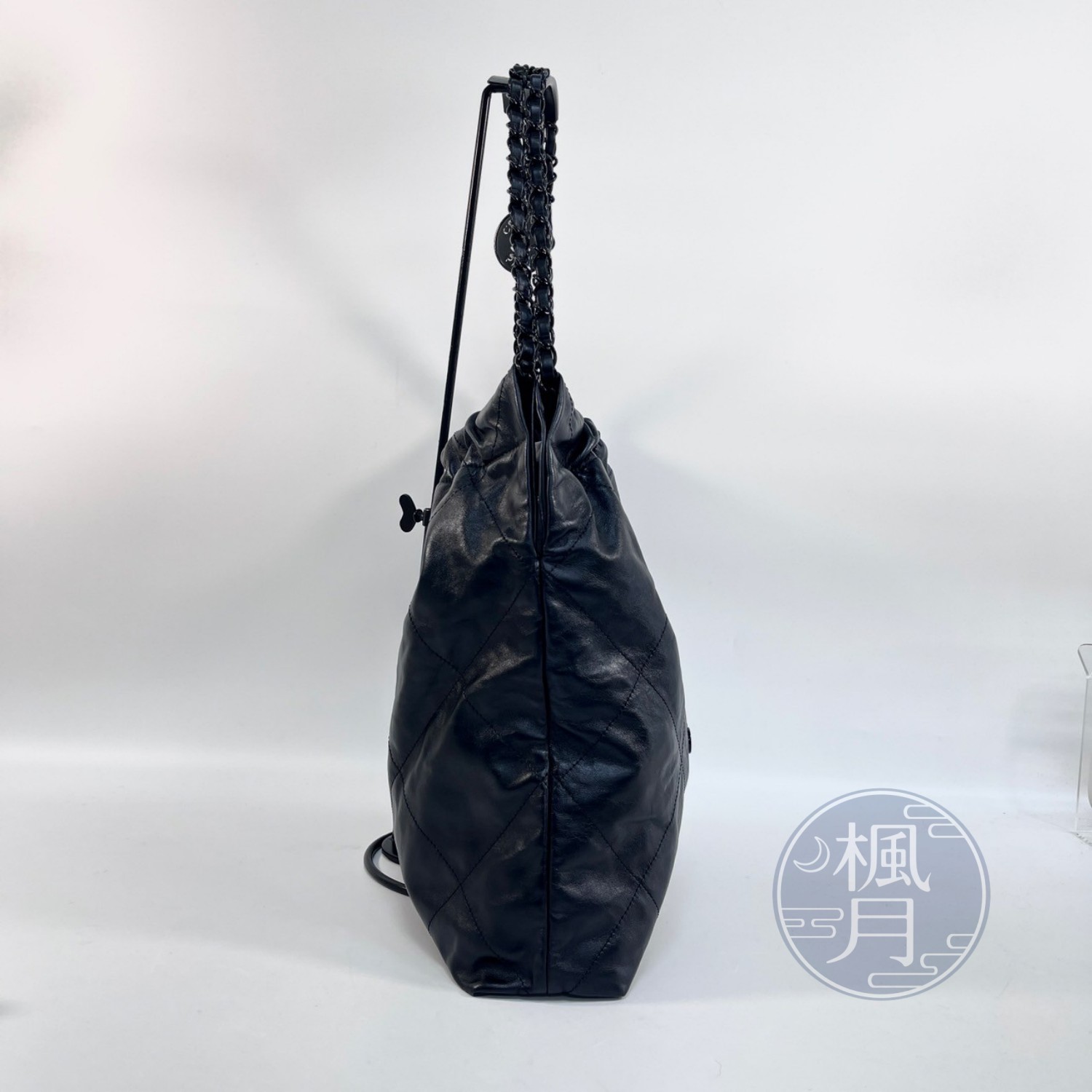 香奈兒 CHANEL 22 中型 束口包  晶片款 SO BLACK 22包 中號 無附屬品