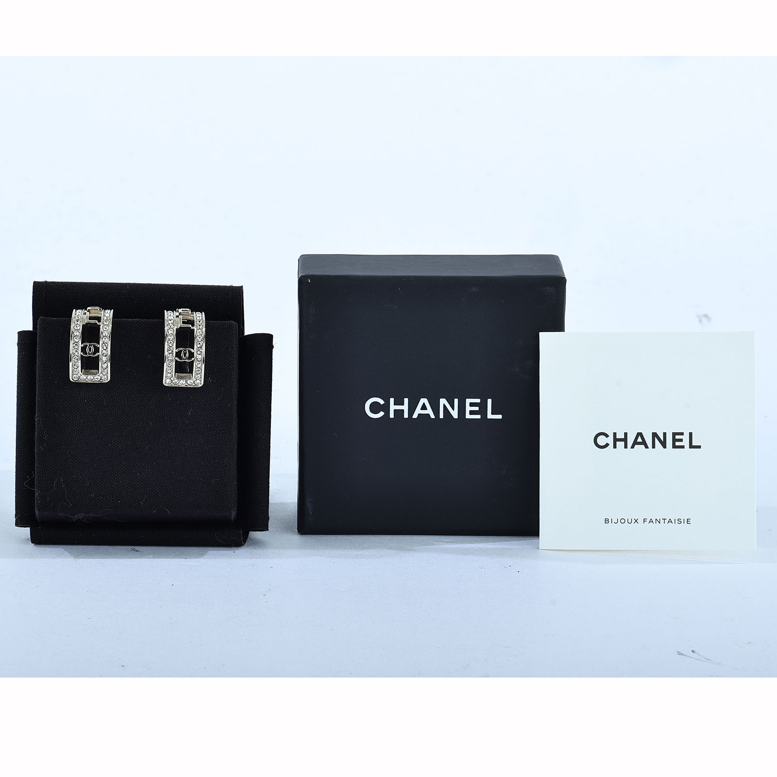 香奈兒 CHANEL 耳釘 水晶  LOGO水鑽耳環 原廠盒子