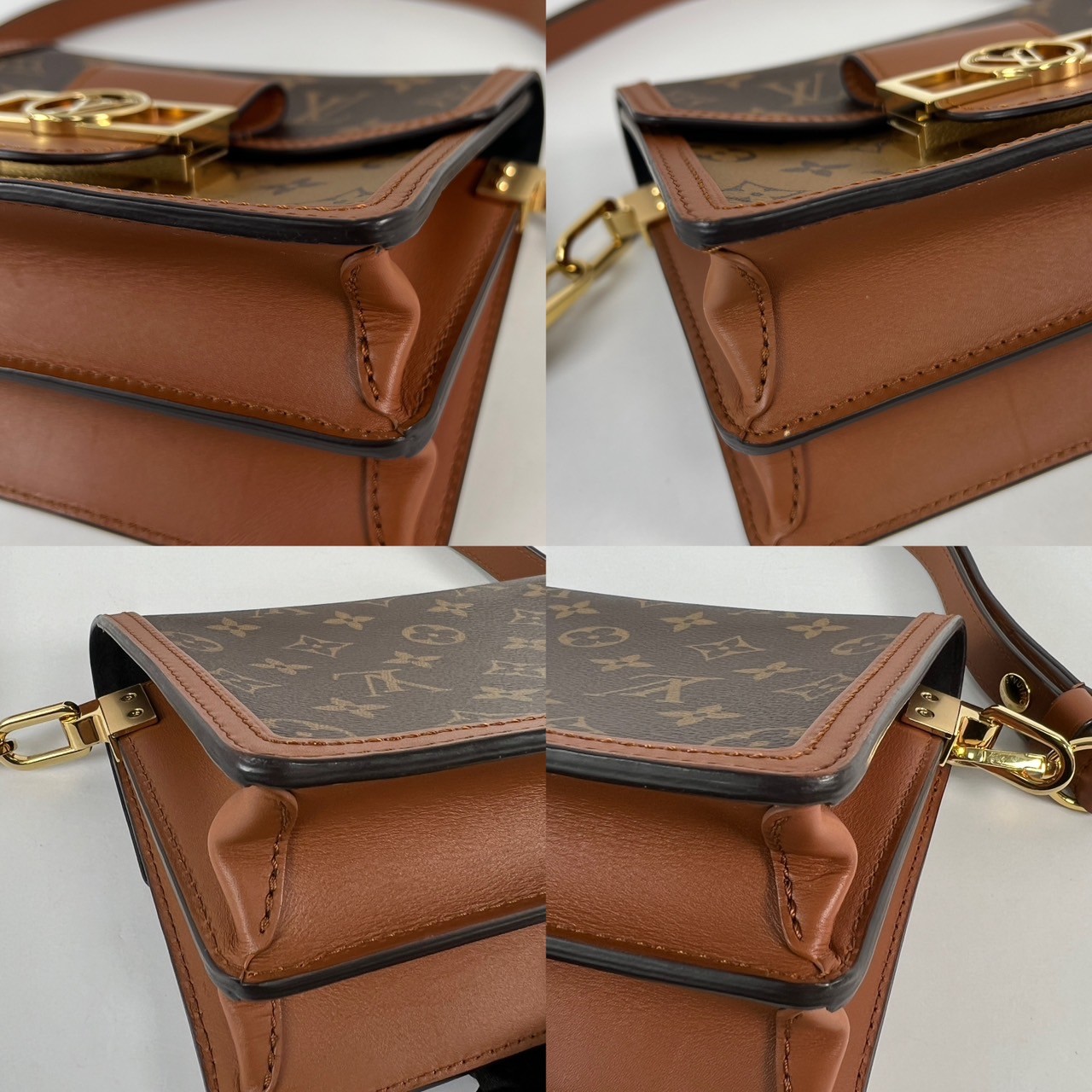 路易威登 LOUIS VUITTON Mini Dauphine Reverse皮革飾邊 迷你 達芙妮 肩背 斜背包 M44580  原廠盒子/防塵袋