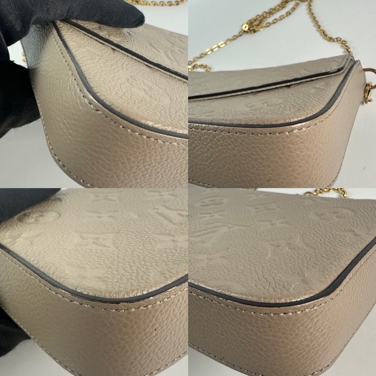 路易威登 LOUIS VUITTON Félicie Pochette 壓花皮格 WOC 翻蓋 斜背 鍊帶 肩背包 米色 M82609 晶片款  內袋2/背帶