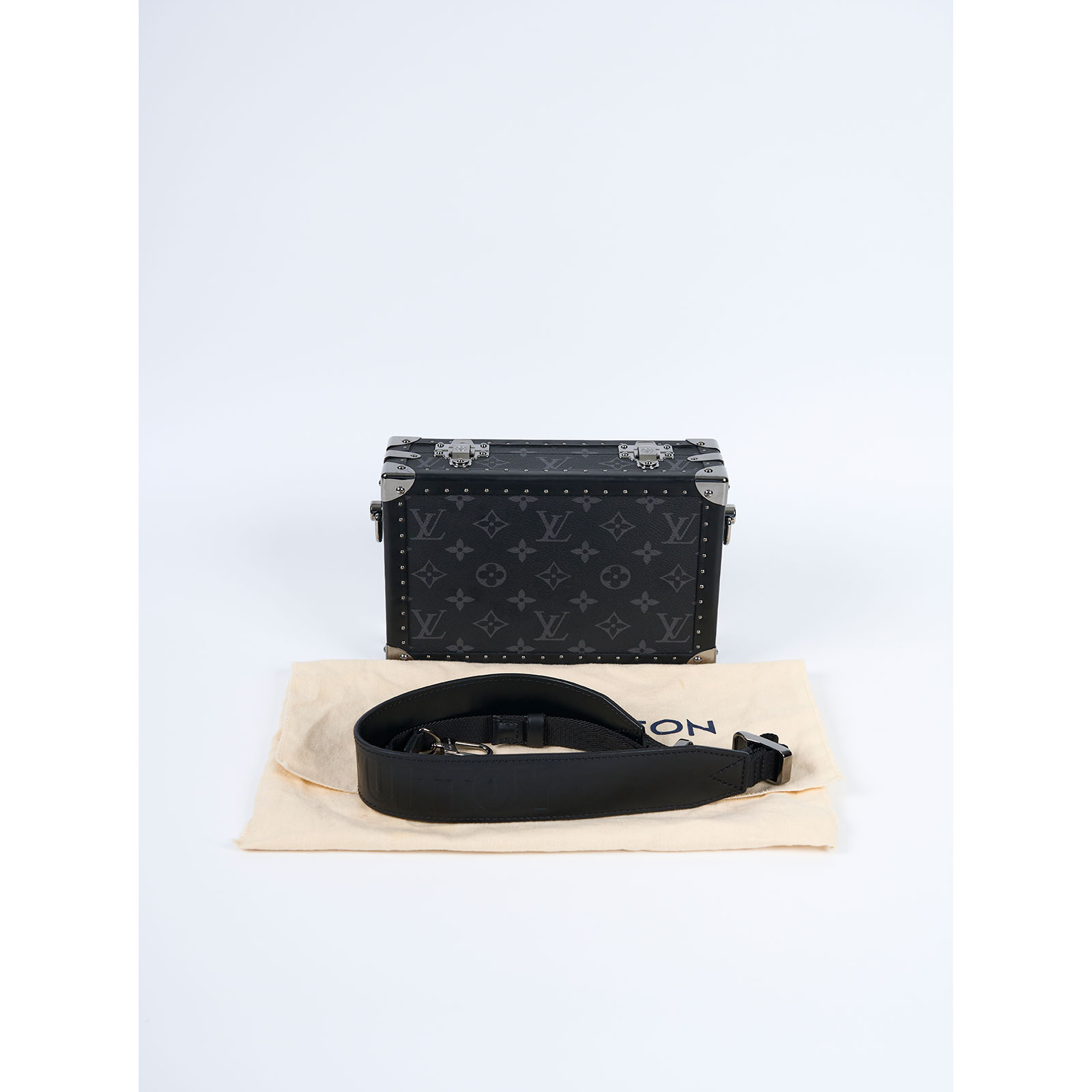 路易威登 LOUIS VUITTON Clutch Box 斜背 硬殼包 硬盒箱 黑灰色 M20101 黑原花CLUTCH BOX硬殼包 防塵袋/背帶