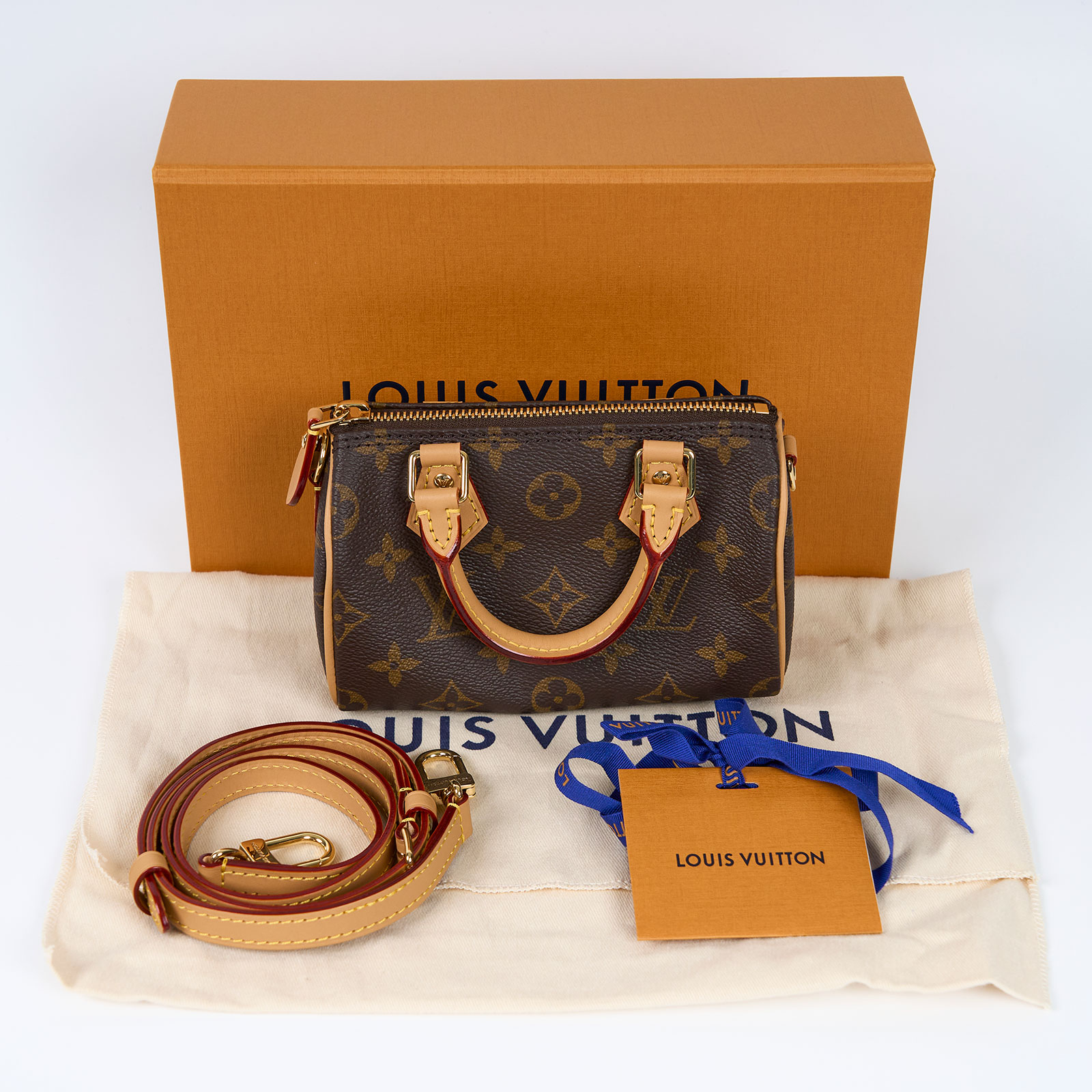 路易威登 LOUIS VUITTON Nano Speedy 原花 手提 肩背包 M81085 原花NANO SPEEDY 原廠盒子/防塵袋