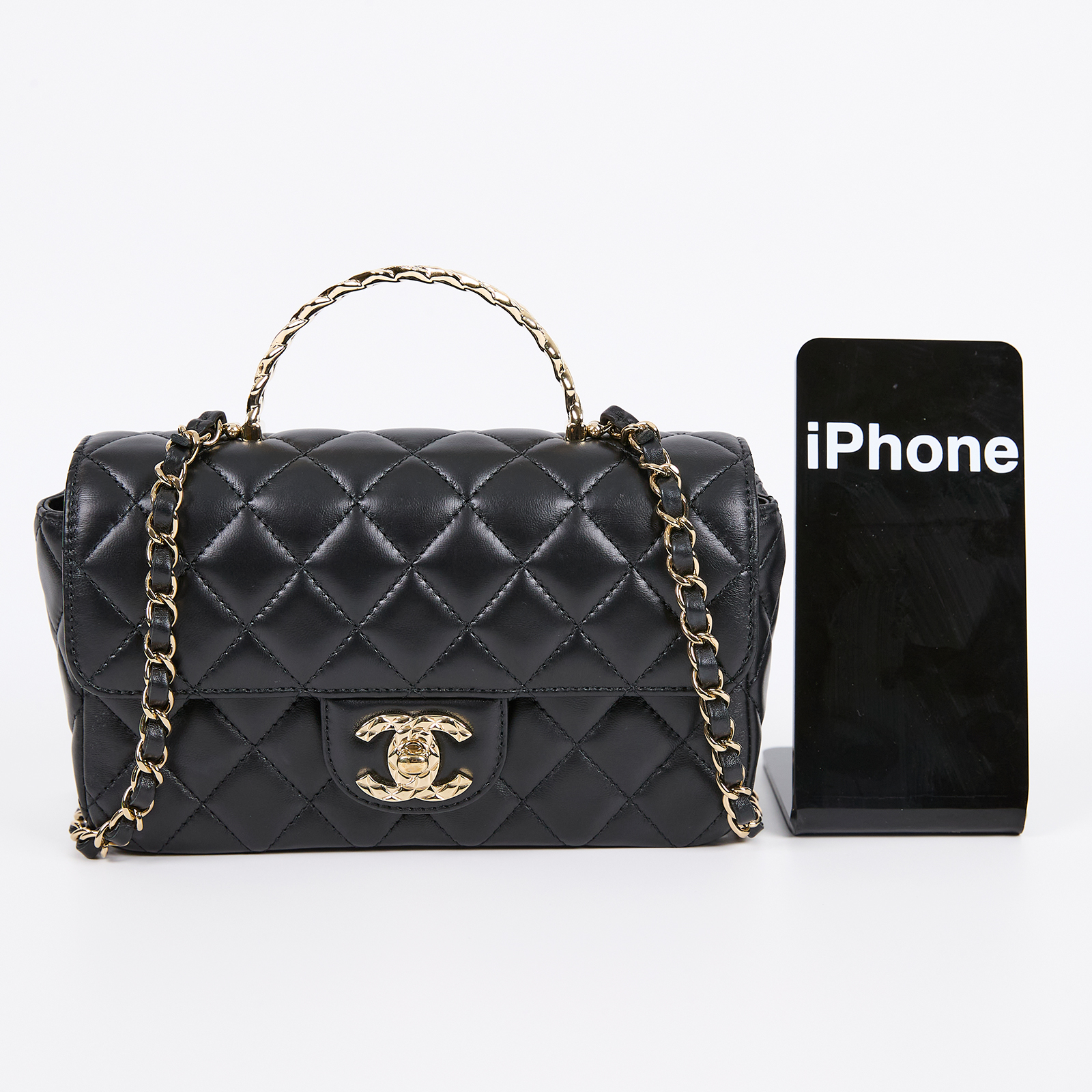 香奈兒 CHANEL 鏈條 迷你 單肩包 AS4924 晶片款 黑金羊CoCo handle mini 原廠盒子/防塵袋/購買證明