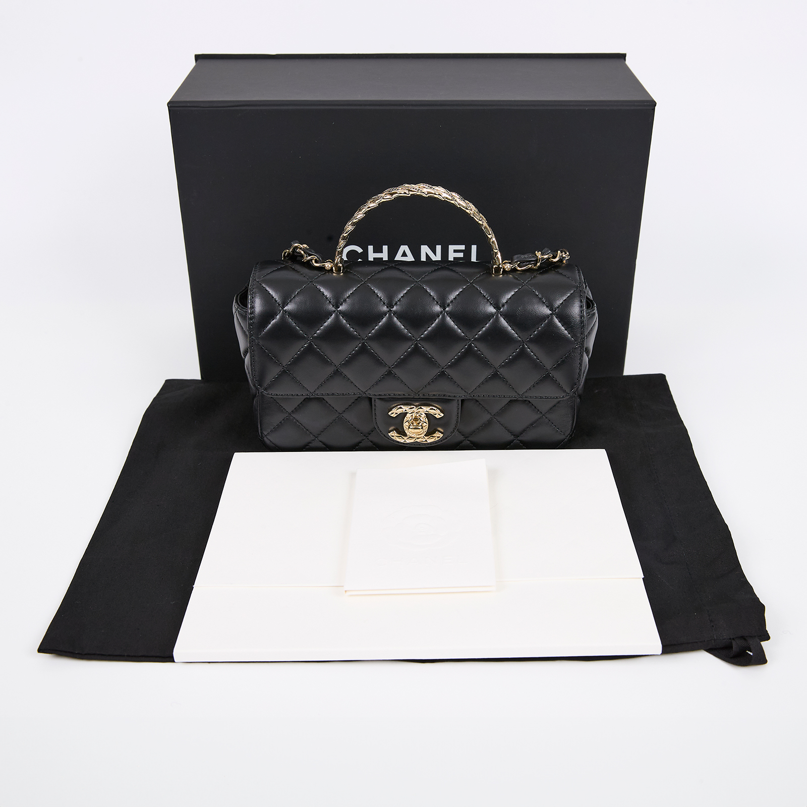 香奈兒 CHANEL 鏈條 迷你 單肩包 AS4924 晶片款 黑金羊CoCo handle mini 原廠盒子/防塵袋/購買證明