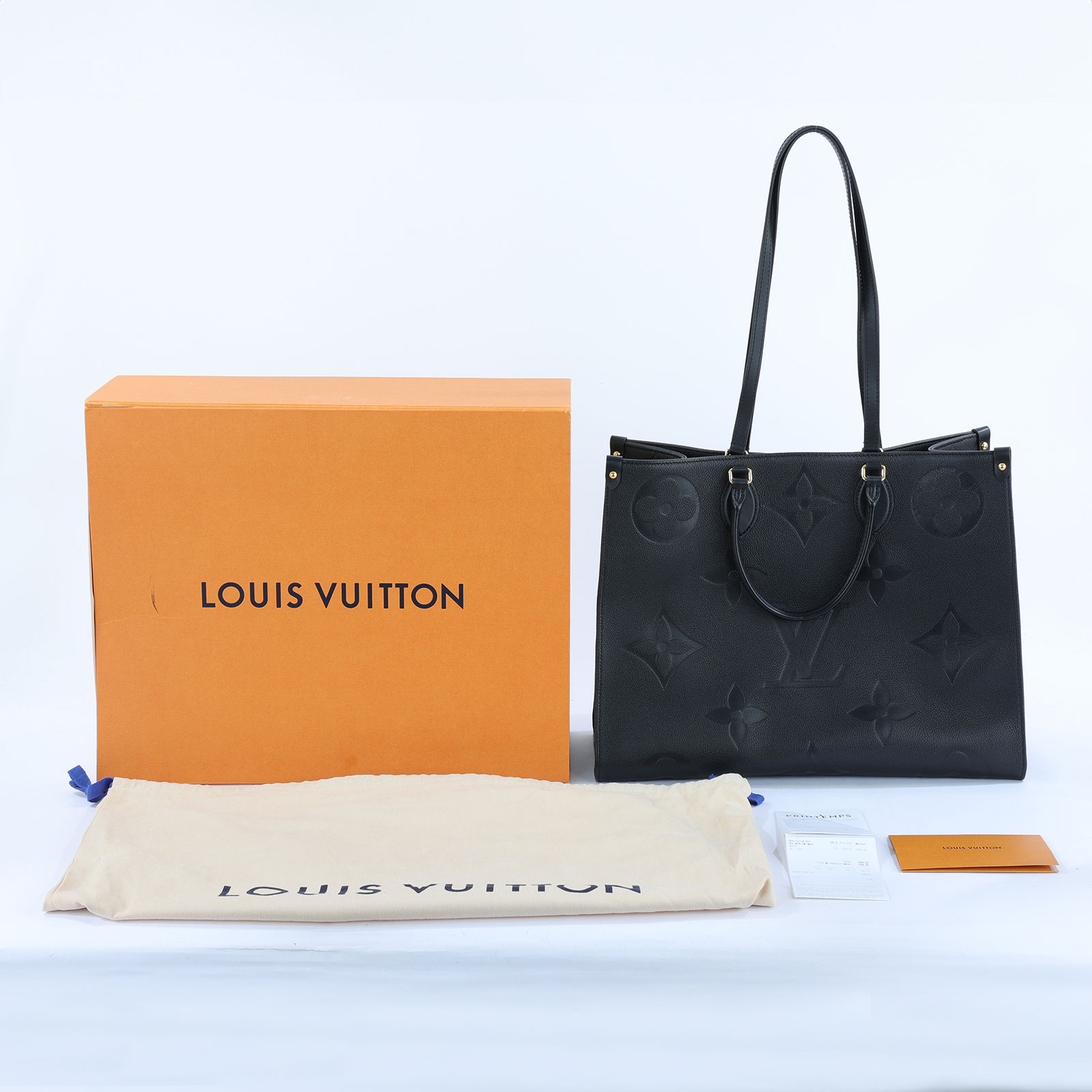 路易威登 LOUIS VUITTON Onthego GM 壓花皮革 手提肩背 托特包 M44925 晶片款  原廠盒子/防塵袋/購買證明