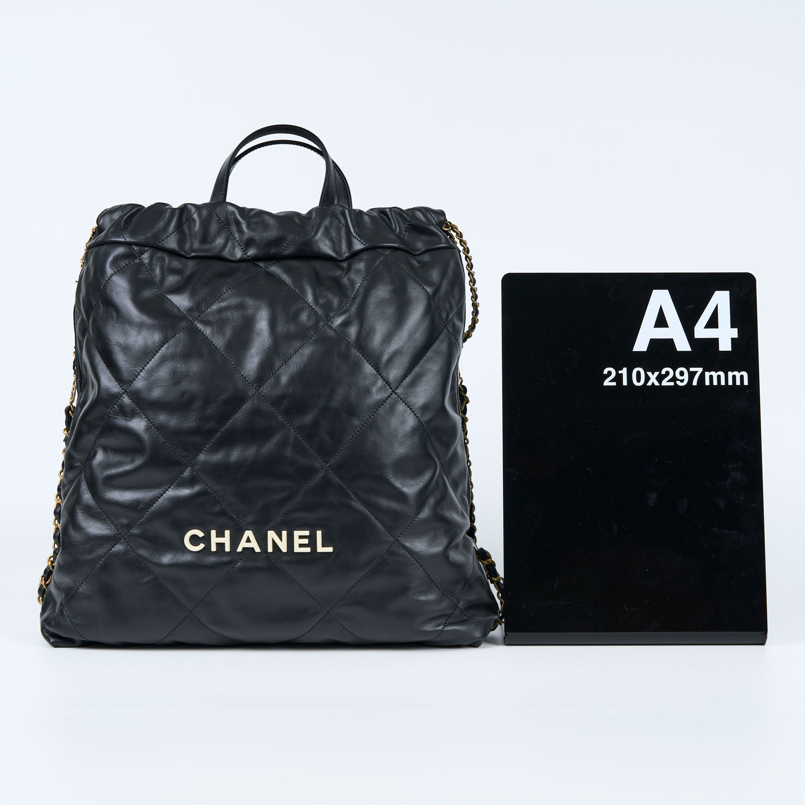 香奈兒 CHANEL 22 大型背包  束口包 AS3313 晶片款 黑金22後背包 防塵袋