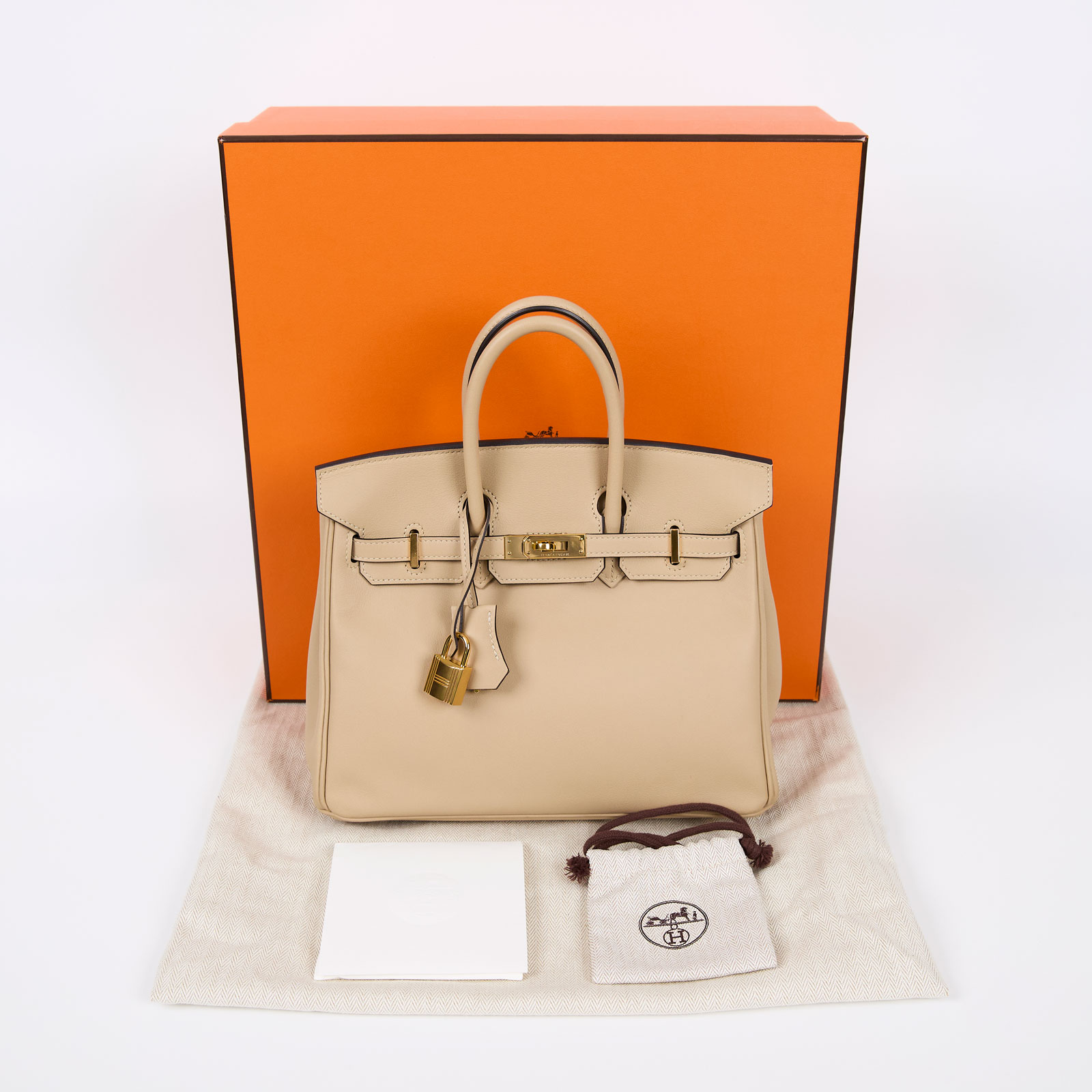 愛馬仕 Hermès Birkin Bag 柏金包 25 BK25 A刻 色號Trench 風衣灰Birkin25 Swift 原廠盒子/防塵袋/鎖組