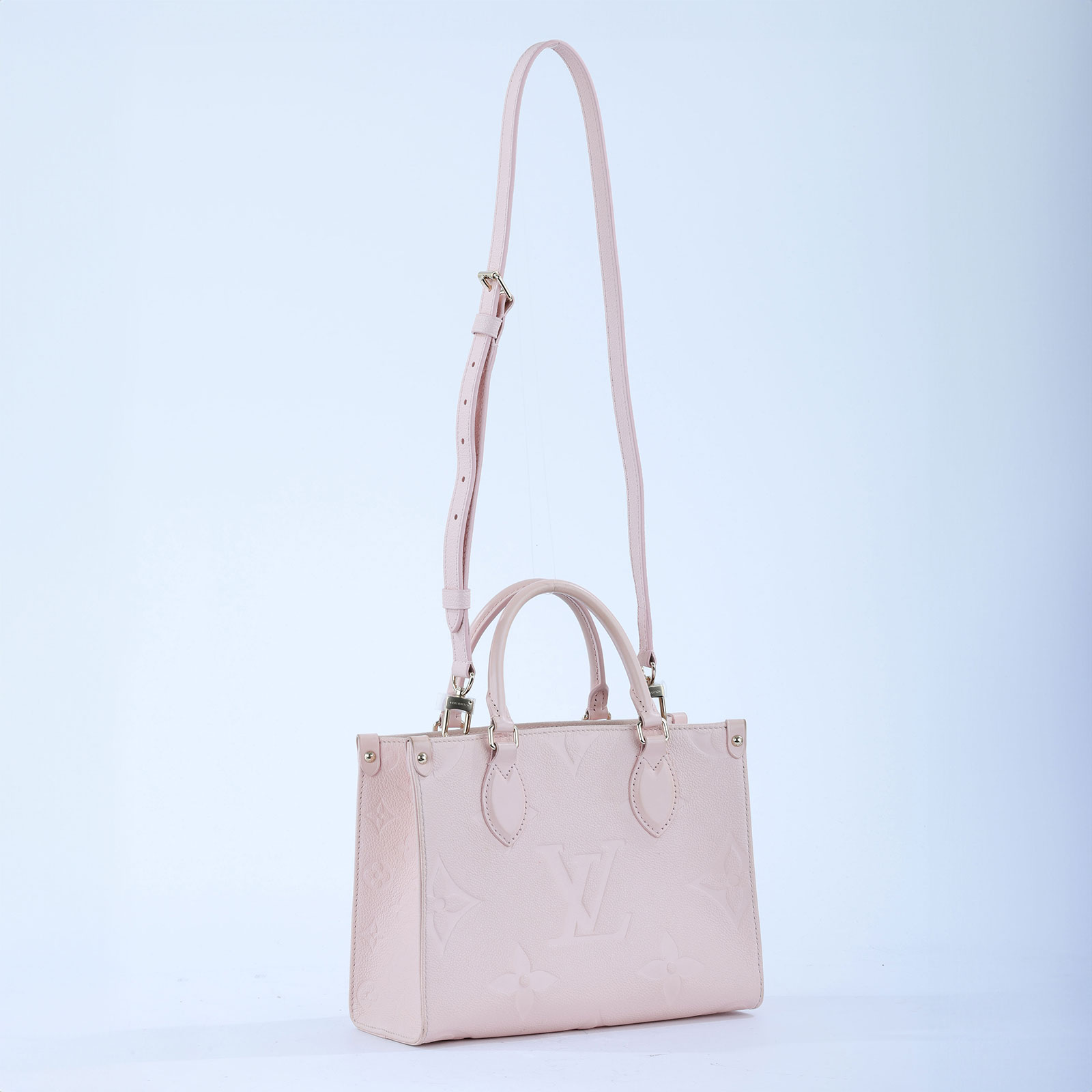 路易威登 LOUIS VUITTON OnTheGo PM 肩背 托特包 粉紅色 M47135 晶片款 粉原花ONTHEGO PM 原廠盒子/防塵袋
