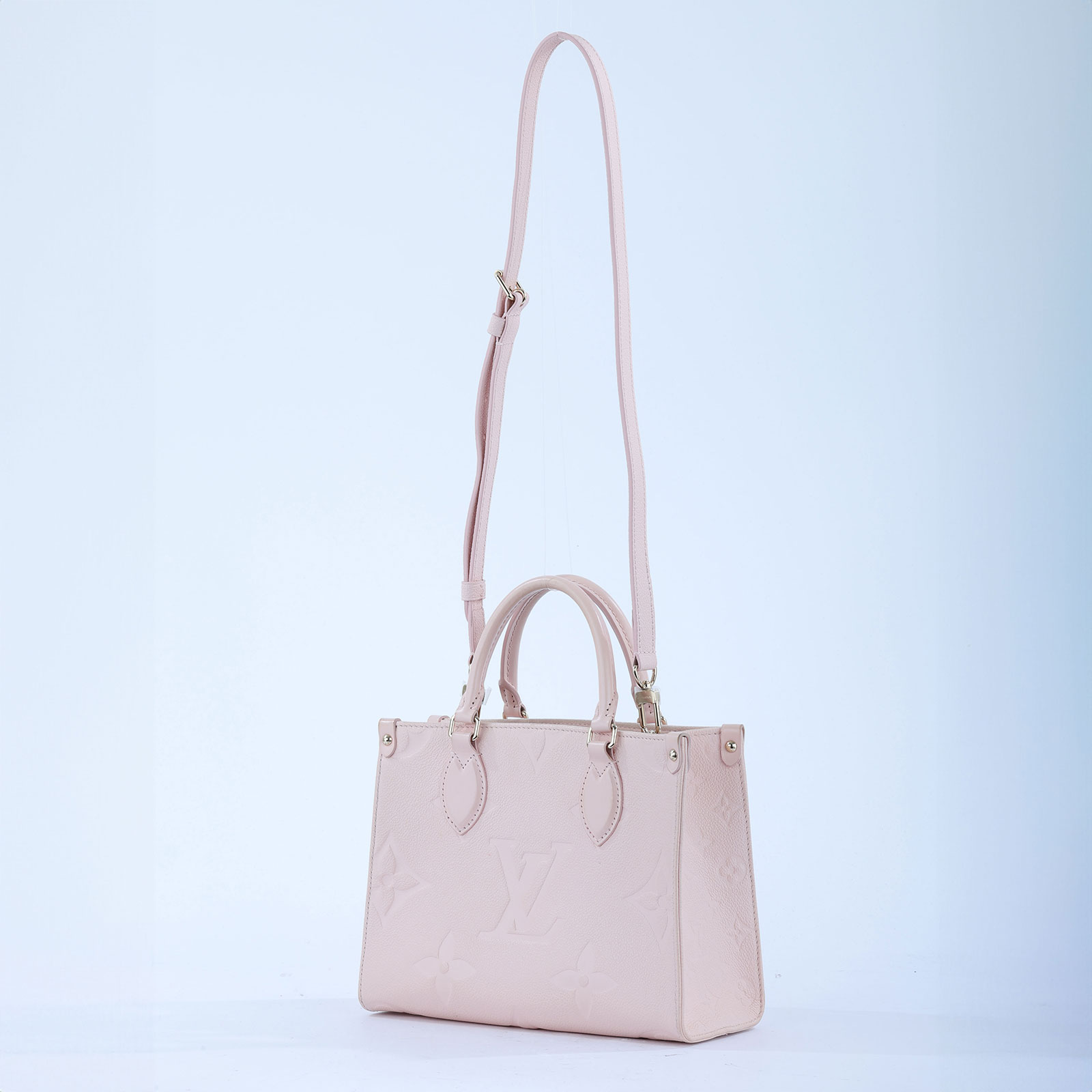 路易威登 LOUIS VUITTON OnTheGo PM 肩背 托特包 粉紅色 M47135 晶片款 粉原花ONTHEGO PM 原廠盒子/防塵袋