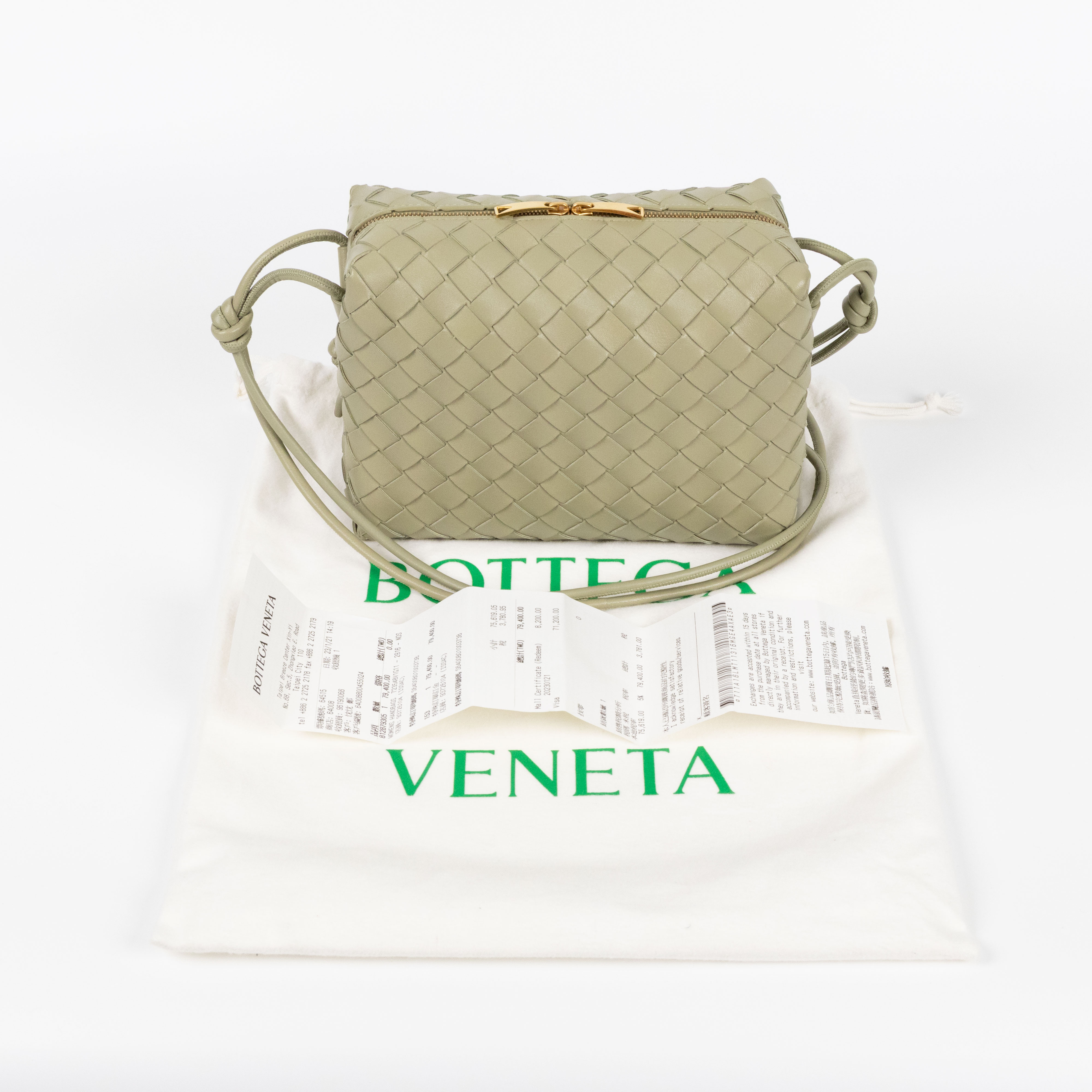 寶緹嘉 BOTTEGA VENETA Loop 相機包 小型 723548 綠LOOP 編織包 防塵袋